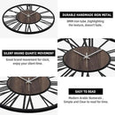 LEIKE 32" Oversized Large Wall Clocks,Silent,Non Ticking,Battery Operated Modern Round Big Wood Decorative Metal Wall Clock for Living Room, Bedroom,Kitchen,Farmhouse,Office Decor - Black,32 Inch by CozyNest Decor