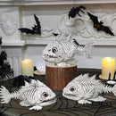DR.DUDU 3 Pack Skeleton Fish Halloween Decor, Animals Skeleton Decorations Plastic Skull Fish Bones Figure Decor for Outdoor Indoor Bedroom Tank Party Props