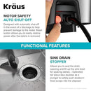 KRAUS WasteGuard 3/4 HP Ultra-Quiet Garbage Disposal with Quick Connect, Kitchen Sink Drain Cover, Power Cord and Flange Included, KWD100-75MBL by CozyNest Decor