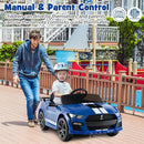 Costzon Ride on Car, 12V Licensed Ford Mustang Shelby GT500 Kids' Electric Vehicles w/Remote Control, USB Port, Radio, Music, Player, High Low Speed & Soft Start, Racing Kids Car for Toddler (Blue) by TinyTreasures Baby Boutique