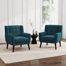 UIXE Accent Chairs Set of 2, Velvet Upholstered Armchair for Living Room, Modern Club Arm Chairs Comfy Single Sofa Button Tufted Bedroom Reading Seat - Blue by CozyNest Decor