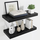 Fun Memories 24 Inch Floating Shelves Wall Mounted, 10 Inch Deep Wall Shelves, 24 x 10 Floating Shelf for Living Room Bathroom Bedroom, Black, Set of 2 by CozyNest Decor