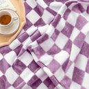 LOMAO Throw Blankets Flannel Blanket with Checkerboard Grid Pattern Soft Throw Blanket for Couch, Bed, Sofa Luxurious Warm and Cozy for All Seasons (Purple, 40"x50") by CozyNest Decor