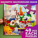 QUOKKA Magnetic Puzzles for Toddlers 3-4 - 2x48 Travel Puzzle Games for Kids Ages 3-5 Years Old - Car Activities Toy for Boys and Girls 4-6 yo - Cats & Dogs Learning Magnet for Road Trip by TinyTreasures Baby Boutique