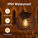 Solar Lanterns Outdoor, 2 Pack Brighter Metal Solar Hanging Lanterns, IP65 Waterproof Solar Lights Outdoor, Gardening Gifts & Decor for Garden Yard Patio Pathway
