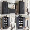 72" Tall Wood Storage Cabinet, Farmhouse Kitchen Pantry Cabinet with Adjustable Shelves & Drawer & Barn Doors, Versatile Storage for Kitchen, Dining Room, Bathroom, Black by CozyNest Decor