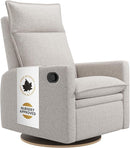 Arya Modern Nursery Glider Recliner Chair – Cozy Nursing Chair with 360° Swivel for New Parents, Gentle Motion, Compact Design, High Back & Low Armrests, Canadian Made (Heather Pearl/Arlo Fabric) by TinyTreasures Baby Boutique