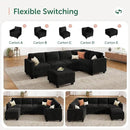 HONBAY Plush Corduroy Sectional Couch with 6 Seaters U-Shaped Modular Sectional Sofa with Storage Sectional Couches for Living Room, Black by CozyNest Decor
