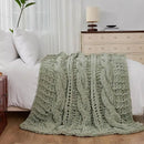 Esterra Chunky Knit Blanket Throw 50"x60", 100% Hand Knitted Chenille Throw Blanket, Cozy Soft Thick Cable Knit Throw Large Rope Knot Crochet Throw Blanket for Sofa Couch Bed, Sage Green by CozyNest Decor