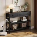 Lulive Entryway Table with Power Outlets, Console Table with 3 Fabric Drawers, Sofa Table for Living Room, Hallway, Couch, Foyer, Height Adjustable (Black, 43") by CozyNest Decor