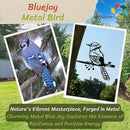 Renovatio Metal Bird Decor – Rustic Bluejay Decoration, Metal Garden Sculpture, Outdoor Tree Ornaments – A Unique Outdoor Yard Decor – Bluejay (Black) by GreenHaven Gardens