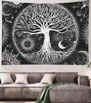 FORATER Tree of Life Tapestry Wall Hanging, Sun and Moon Aesthetic Wall Tapestry Black and White Tapestries Home Decor for Living Room Bedroom(53 x 61 Inch, Black and White) by CozyNest Decor
