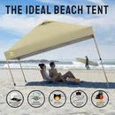 CROWN SHADES 10x10 Pop Up Canopy Tent - Patented Center Lock One Push Instant Outdoor Canopy Beach Tent with STO-N-Go Bag 8 Stakes & 4 Sand Bags，Khaki by GreenHaven Gardens