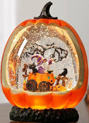 Halloween Snow Globe Pumpkin Halloween Decorations Indoor Gnome Black Cat Bat Swirling Glitter Timer by CozyNest Decor