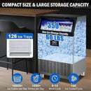 Commercial Ice Maker Machine 350 LBS/24H, 136 Ice Trays Freestanding & Undercounter Ice Machine Stainless Steel with 60 LBS Ice Storage Capacity, Ice Maker with Water Line and Filter, Dual Water Inlet by CozyNest Decor