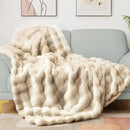 Latepis Soft Luxury Faux Fur Bubble Blanket, Thick Warm Cozy Twin Blankets for Couch, Plush Fluffy Blankets for Sofa and Bedroom, Fuzzy Blanket for Women Gift, 60” x 80”, Tie-dye Camel, 860GSM by CozyNest Decor