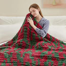 Chunky Knit Throw Blanket, 50''*60'' Knitted Throw Chenille Yarn for Bed Couch, Handmade Stripe Crochet Big Thick Blanket, Machine Washable Cute Comfy Blanket for Home Decor by CozyNest Decor