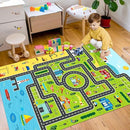 Kids Rug Playroom Car Rug Play Mat City Life Road Rugs Fun City Map for Kids Toy Cars,Carpet for Bedroom Boys (Green-Rug, 2.6x3.9ft) by CozyNest Decor