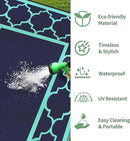 GENIMO 5 ' x 8 ' Outdoor Rug for Patio, Waterproof Indoor Outdoor Plastic Straw Rugs Carpet, Reversible Outside Area Mat for Camping, Balcony Porch, Deck, Picnic, Beach Navy Blue & Jade Green by GreenHaven Gardens
