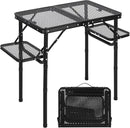 RedSwing Folding Grill Table with Extra Space, Adjustable Height Portable Small Stand Table for Outdoor Indoor Camping Picnic BBQ, Black with Side Table by GreenHaven Gardens