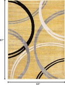Rugshop Modern Wavy Circles Design Area Rug 5'3" x 7'3" Yellow by TinyTreasures Baby Boutique
