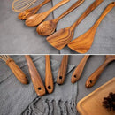 AIUHI 10 Pack Wooden Spoons for Cooking, Teak Wood Kitchen Utensils Set for Non Stick Use, Spatula Set for Stirring, Baking, Non Stick Wooden Utensils for Kitchen by CozyNest Decor