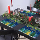 Christmas Pine Trees Placemats Set of 6 Plastic Table Mats Xmas Ball Ornaments Snowflakes Place Mats Holiday Pine Trees Winter Table Decoration for Indoor Outdoor Party Kitchen Dining by CozyNest Decor