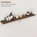Floating Shelves for Wall Decor, Rustic Solid Elm Wood Live Edge Floating Shelves Wall Mounted, Wall Shelves with Invisible Bracket for Living Room Bathroom Bedroom Kitchen, 48 Inch, Walnut by CozyNest Decor