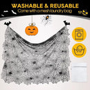 eZAKKA Halloween Table Cloth, 54" x 72" Spider Webs Tablecloths Black Tablecloth Lace Fabric Table Cloths Spooky Cover by CozyNest Decor