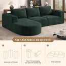 Modular Sectional Sofa with L-Shape Chaise,Cloud Sectional Modern Sleeper Couch with Deep Seat,Sponge Compression Sofas No Assembly Required (Green-Corduroy Fabric) 1PCS by CozyNest Decor