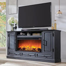 Fireplace TV Stand for 80 Inch TV, 35.7" Tall Farmhouse Entertainment Center W/36'' Electric Fireplace, Media Console with Large Storage Cabinets and Drawers for Living Room, Black by CozyNest Decor