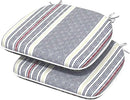 Indoor/Outdoor Chair Cushions 16x17 Inch, Patio Chair Cushions with Ties, All Weather Seat Cushions for Patio Furniture Home Garden Chair Use, Set of 2, Stripe Denim Blue by GreenHaven Gardens