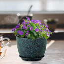 12 inch Large Plant Pots, Plastic Planters with Drainage Holes and Saucers, Flower Pots for Indoor Outdoor Plants, Decorative Pots for Garden House Plants, Black with Green Speckles by GreenHaven Gardens
