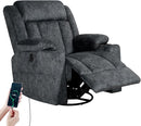 Retro Rocking Recliner Chair, Massage Rocker Recliner Chair with Vibration Massage and Heat, USB and Type-C Ports,360° Swivel Chairs,Living Room, Bedroom, Nursery, RV, Dark Grey by TinyTreasures Baby Boutique