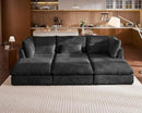 Oversized Modular Sofa, Extra Deep Cloud Corduroy Sectional Couch with Ottoman Chaise, Fluffy Chenille 6 Seater Couch Bed for Living Room, Villa (Sofa Bed 6 Seater, Corduroy Black) by CozyNest Decor