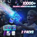 Eaglestone Bubble Gun for Kids 2 Packs, Automatic Bubble Machine, 10-Hole Bubbles Wands Blaster for Toddlers with LED Lights & Solution, Easter, Party Favor, Outdoor Toys for Boys & Girls by TinyTreasures Baby Boutique
