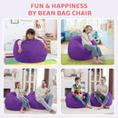 2FT Bean Bag Chair, Comfy Bean Bag Chairs with Memory Foam Filled, Fluffy Beanbag Sofa with Dutch Velvet Cover, Teardrop BeanBag Chairs for Living Room, Playroom - Purple by TinyTreasures Baby Boutique