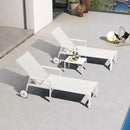 PURPLE LEAF Outdoor Lounge Chairs Set of 4 White Aluminum Chaise Lounge Chair Outdoor with Wheels and Armrest for Patio Deck Pool Side Table Include, Ivory by GreenHaven Gardens