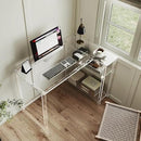 Eglaf Acrylic L-Shaped Desk - Clear Desk with Reversible Storage Shelves - Modern Home Office Desk Corner Desk for Study, Writing, Rectangular Legs, Easy Assembly, 39.4" L x 27''W x 29.5" H by CozyNest Decor