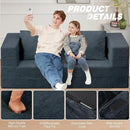 Folding Bean Bag Chair for Adults,3-in-1 Bean Bag Couch Faux Fur Floor Sofa Large Beanbag Convertible Bean Bag Sofa Bed with Pillow in Bedroom,Living Room,Apartment(Queen,Dark Grey) by CozyNest Decor