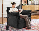 Oversized Accent Chair, Upholstered Modern Sofa Chair with Removable Backrest & Detachable Cover, 24.5" Deep Seat Large Reading Armchair for Living Room Bedroom Office - Chenille Black Set of 2 by CozyNest Decor