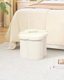 B FSOBEIIALEO Storage Ottoman Cube, Flowers Shaped Ottomans with Storage Foot Stool Footrest for Lving Room, Boucle Ottoman Seat for Dorm Room,Faux Teddy Fur, Cream White 12.6"x12.6"x12.6" by CozyNest Decor