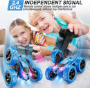 Remote Control Car, RC Cars Toys for Kids Ages 6-12, 4WD Stunt Car with LED Lights & 360° Flips, 2.4GHz, Upgraded USB-C Modular Batteries, 8-10 Year Old Boys Birthday Gift 1-Blue by TinyTreasures Baby Boutique