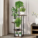 AZERPIAN Plant Stand 5 Tier Indoor Metal Flower Shelf for Multiple Plants Corner Tall Flower Holders for Patio Garden Living Room Balcony Bedroom, Black Oak (5 Tier-Black Oak) by GreenHaven Gardens