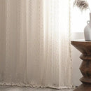 Sutuo Home Boho Lace Curtains for Kitchen Bedroom,Bohemian Crochet Sheer Cotton Tassels Knitted Window Treatment Geometry Country Vintage Rustic Drape Rod Pocket 1 Panel 59" W x 72" L, Beige Wave by CozyNest Decor