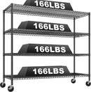 REIBII 60" W Storage Shelves 2878LBS Wire Shelving Unit with Wheels Heavy Duty Metal Shelving Adjustable Metal Shelves for Pantry,Kitchen,Garage,Basement,Business,Warehouse,60”W ×24”D×65.3”H by CozyNest Decor
