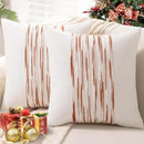 Boho Throw Pillow Covers 18x18 Set of 2 Christmas Decorative Cushion Case Striped Square Pillows Cover Chenille Pillow Cases Accent Neutral Pillowcase for Sofa Couch Bed,White Wine-red by CozyNest Decor