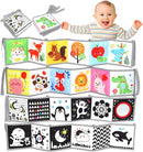 OKOOKO Black and White High Contrast Soft Baby Books 2PCS Washable Tummy Time Toy Crib Stroller Toy Montessori Sensory Toy Early Education for Newborn Baby Infant 0-6 6-12 Months by TinyTreasures Baby Boutique