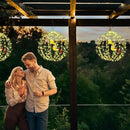 Joomer Solar Lights Outdoor, 2 Pack 12in 120 LED Solar Hanging Light Balls Outdoor, 8 Modes Waterproof Foldable Metal Sphere Light with Hook for Outside Hanging - Warm White(Ball with Green Leaf+Bird) by GreenHaven Gardens