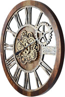 The Gears Clock 36'' Inch Real Moving Gear Wall Clock Vintage Industrial Oversized Rustic Farmhouse (Vintage Brown) by CozyNest Decor